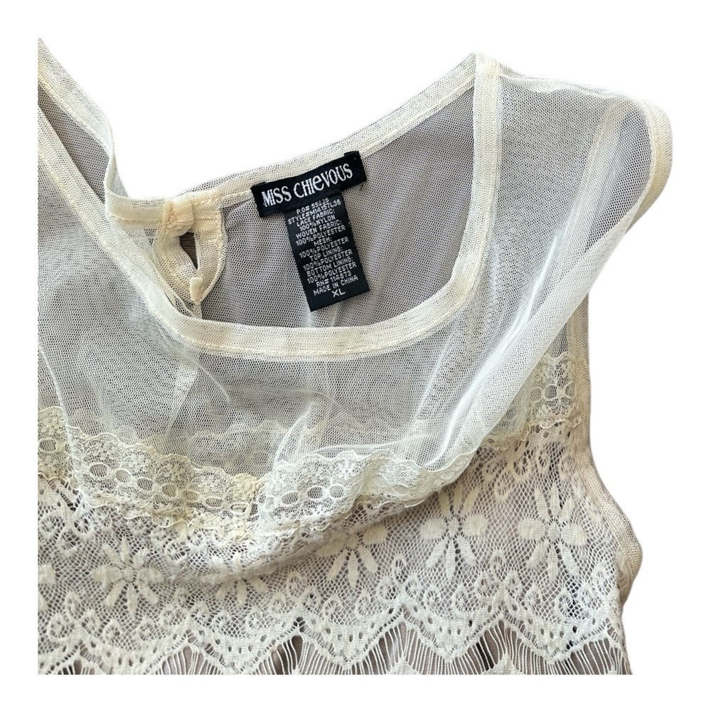 Miss Chievous Top Or Mini Dress Bohemian Fringe & Lace Junior Size XL Women Med - Picture 7 of 8